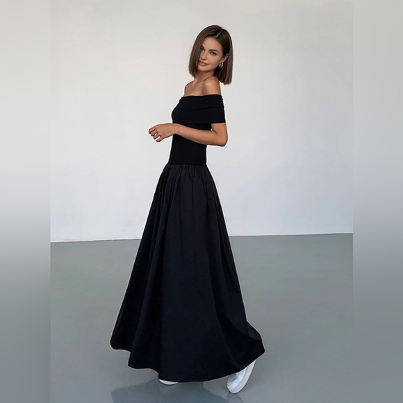 Commense Frenchy Solid Off-Shoulder Long Dress - size XSmall - Picture 3 of 8